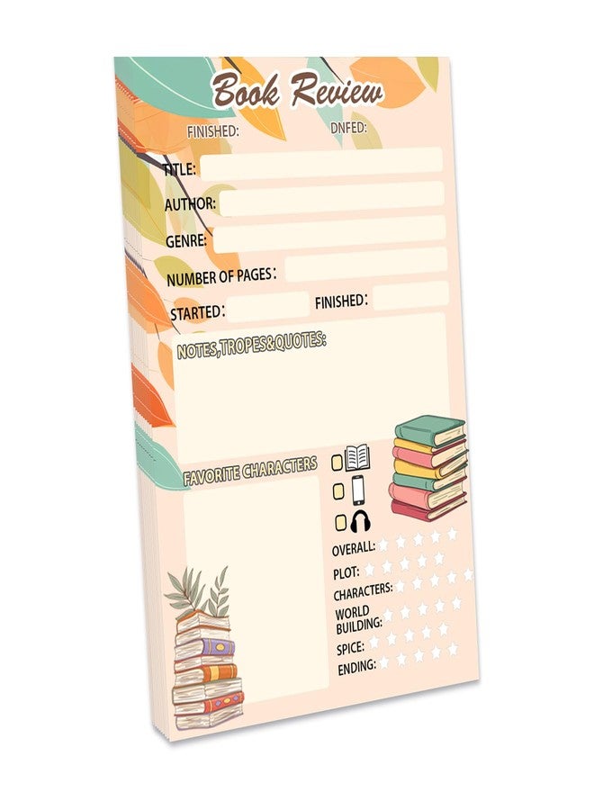 Topabel Book Review Notepad Reading Log for Readers to Review&Reading Tracker 5x8 Inches Reading Journals for Planner Book Lovers,50 Sheets - Image 1
